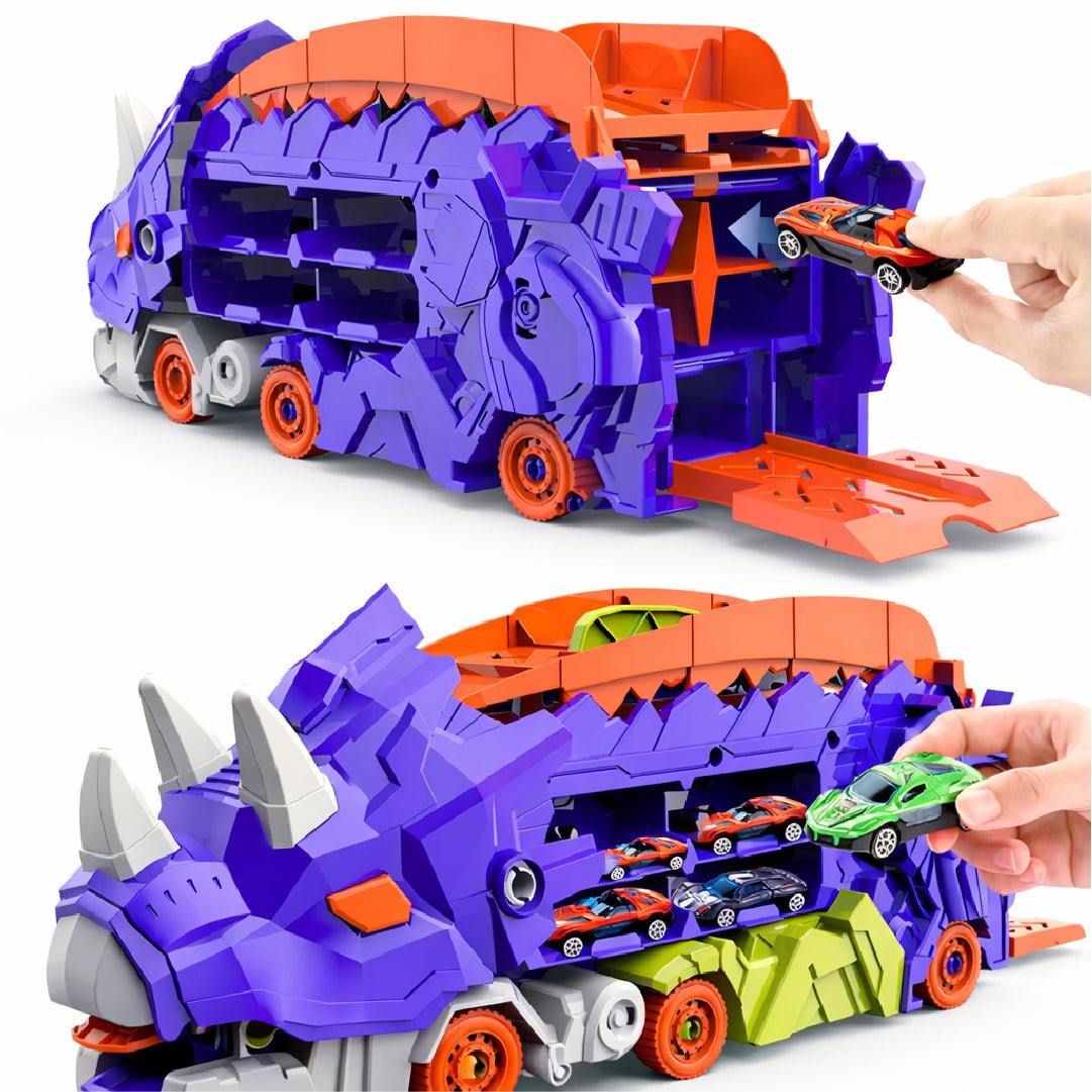 Camión Dinosaurio Transportador Lanzador Autos Juguete Niños Azul - Lhua Store