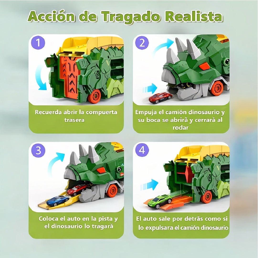 Camión Dinosaurio Transportador Lanzador Autos Juguete Niños Verde - Lhua Store