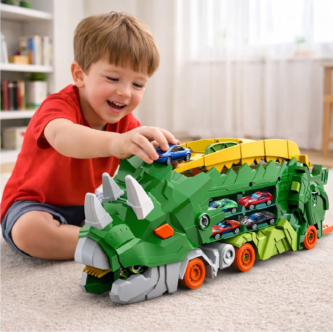 Camión Dinosaurio Transportador Lanzador Autos Juguete Niños Verde - Lhua Store