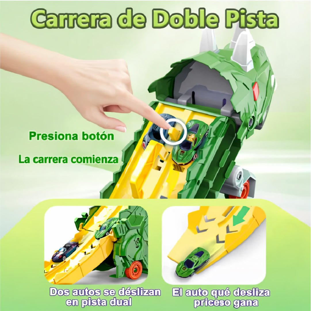 Camión Dinosaurio Transportador Lanzador Autos Juguete Niños Verde - Lhua Store