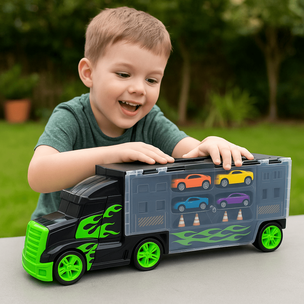 Camión Transportador Juguete 4 Autitos Metálicos Teamsterz - Lhua Store