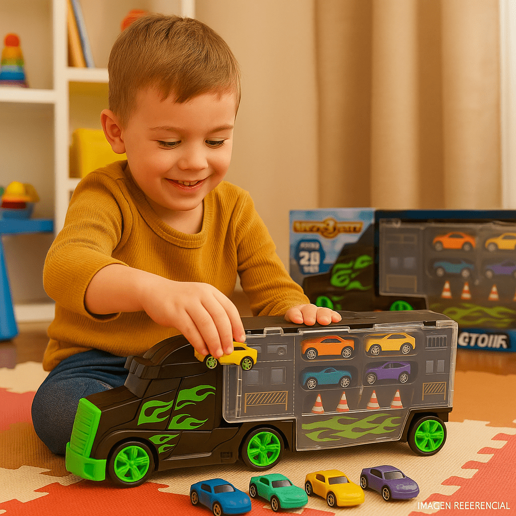 Camión Transportador Juguete 4 Autitos Metálicos Teamsterz - Lhua Store