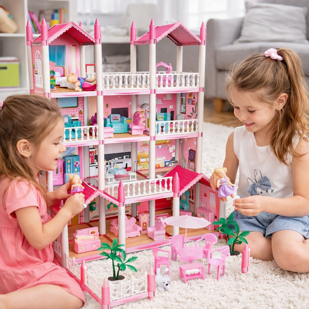 Casa De Muñecas Infantil Niñas 60x53x52cm Clasica Juguete - Lhua Store