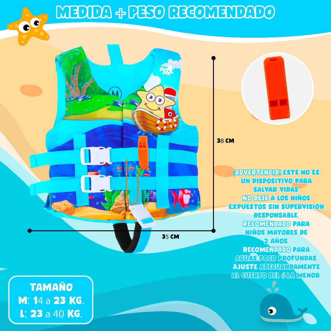 Chaleco Flotador Barco Estrella Niños De 6 A 10 Años - Lhua Store