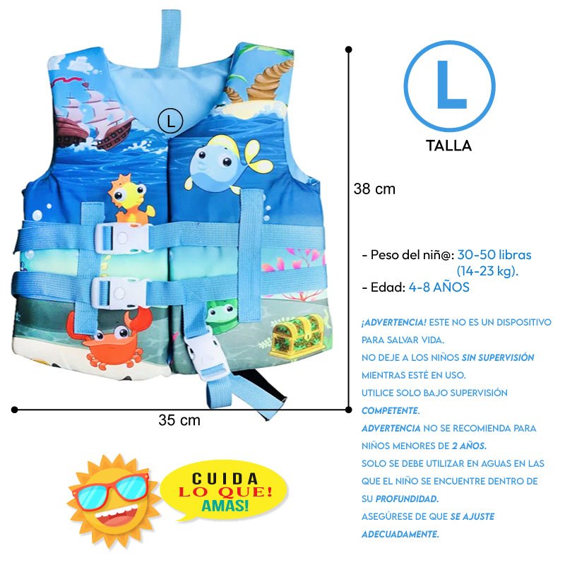 Chaleco Flotador Pez Celeste Niños De 6 A 10 Años - Lhua Store