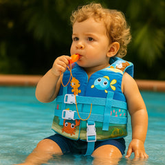 Chaleco Flotador Pez Celeste Niños De 6 A 10 Años - Lhua Store