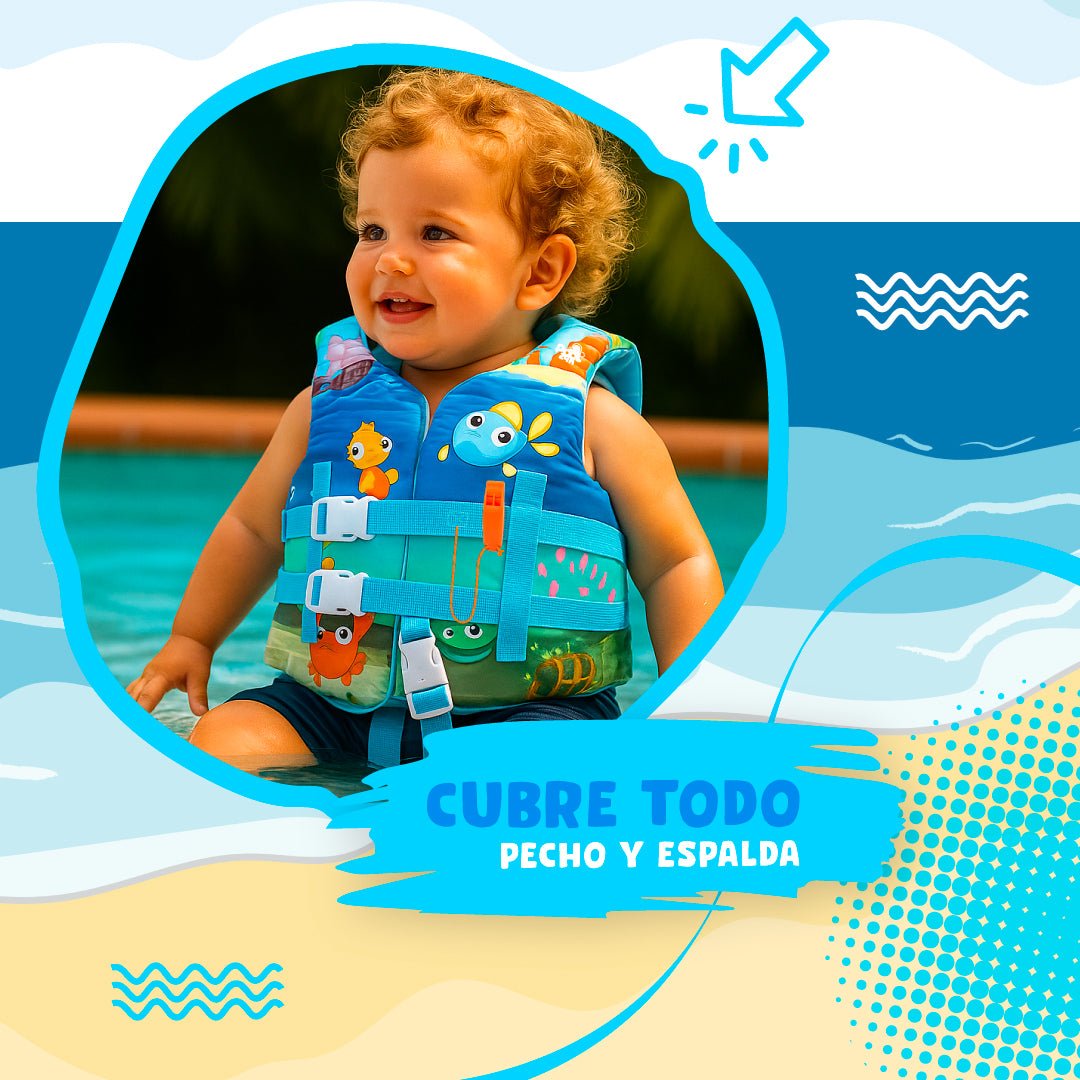 Chaleco Flotador Pez Celeste Niños De 6 A 10 Años - Lhua Store
