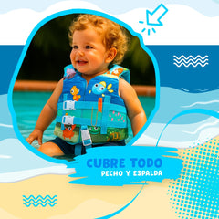 Chaleco Flotador Pez Celeste Niños De 6 A 10 Años - Lhua Store