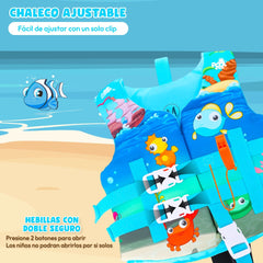 Chaleco Flotador Pez Celeste Niños De 6 A 10 Años - Lhua Store