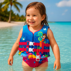 Chaleco Flotador Salvavidas Niñas Con Silbato Caballito De Mar Natación - Lhua Store