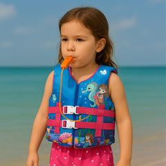 Chaleco Flotador Salvavidas Niñas Con Silbato Caballito De Mar Natación - Lhua Store