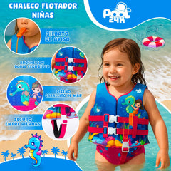 Chaleco Flotador Salvavidas Niñas Con Silbato Caballito De Mar Natación - Lhua Store