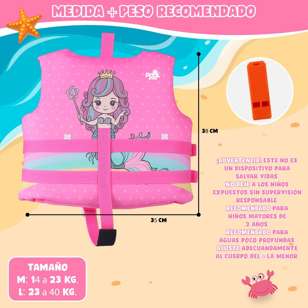 Chaleco Flotador Sirena Niñas Con Silbato De 6 A 10 Años - Lhua Store