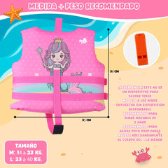 Chaleco Flotador Sirena Niñas Con Silbato De 6 A 10 Años - Lhua Store