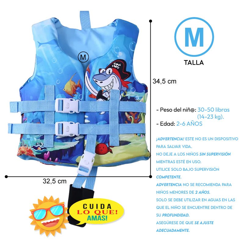 Chaleco Flotador Tiburon Pirata Niños De 6 A 10 Años - Lhua Store