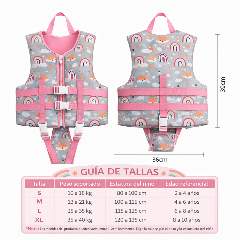 Chaleco Salvavidas Infantil Ajustable Rainbow Pool24k Piscina - Lhua Store