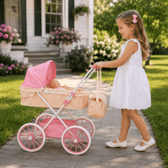Coche Para Muñecas Con Bolso XL Beige Niñas Bebe Juguete - Lhua Store
