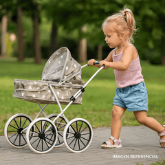 Coche Para Muñecas Con Bolso XL Niñas Bebe Juguete Gris Estrella - Lhua Store