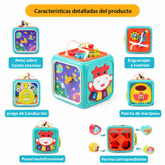 Cubo Didáctico 6 En 1 Juguete Montessori Educativo Bebe Azul - Lhua Store