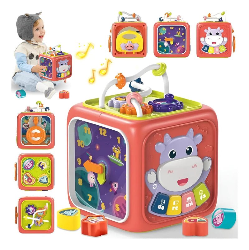 Cubo Didáctico 6 En 1 Juguete Montessori Educativo Bebe Rosado - Lhua Store