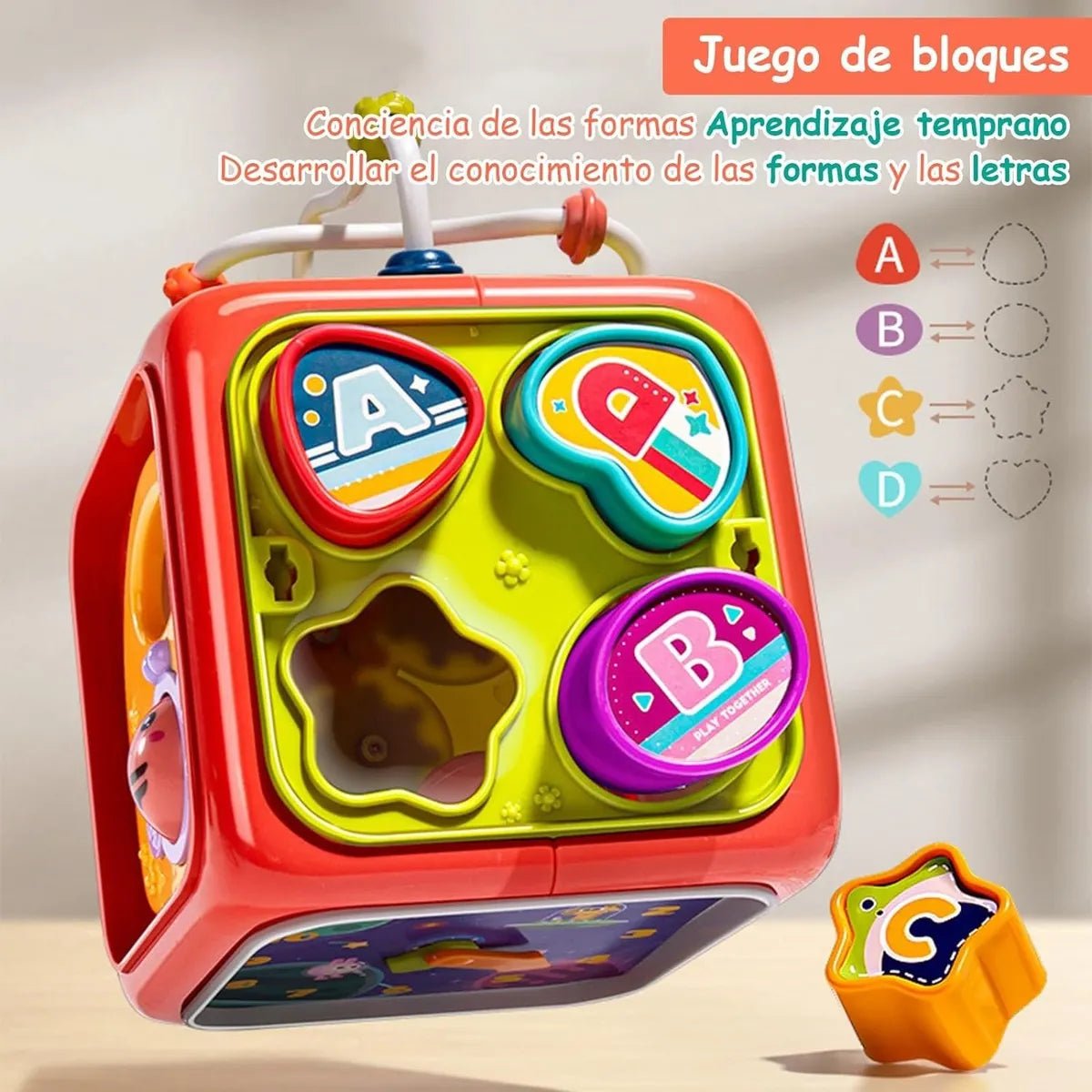 Cubo Didáctico 6 En 1 Juguete Montessori Educativo Bebe Rosado - Lhua Store