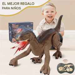Dinosaurio Velociraptor Rc Vapor Marron Luces Led Recargable Niños - Lhua Store