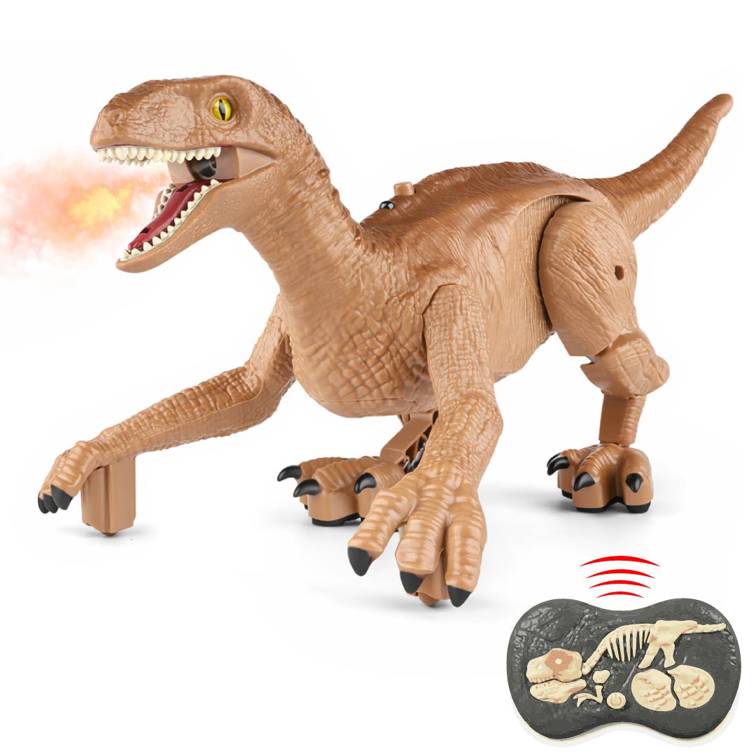 Dinosaurio Velociraptor Rc Vapor Marron Luces Led Recargable Niños - Lhua Store