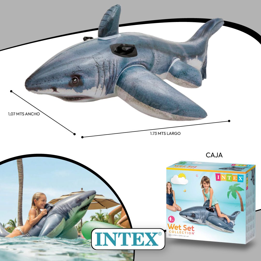 Flotador Tiburon Inflable 170cm Piscina Verano Intex 57525 - Lhua Store