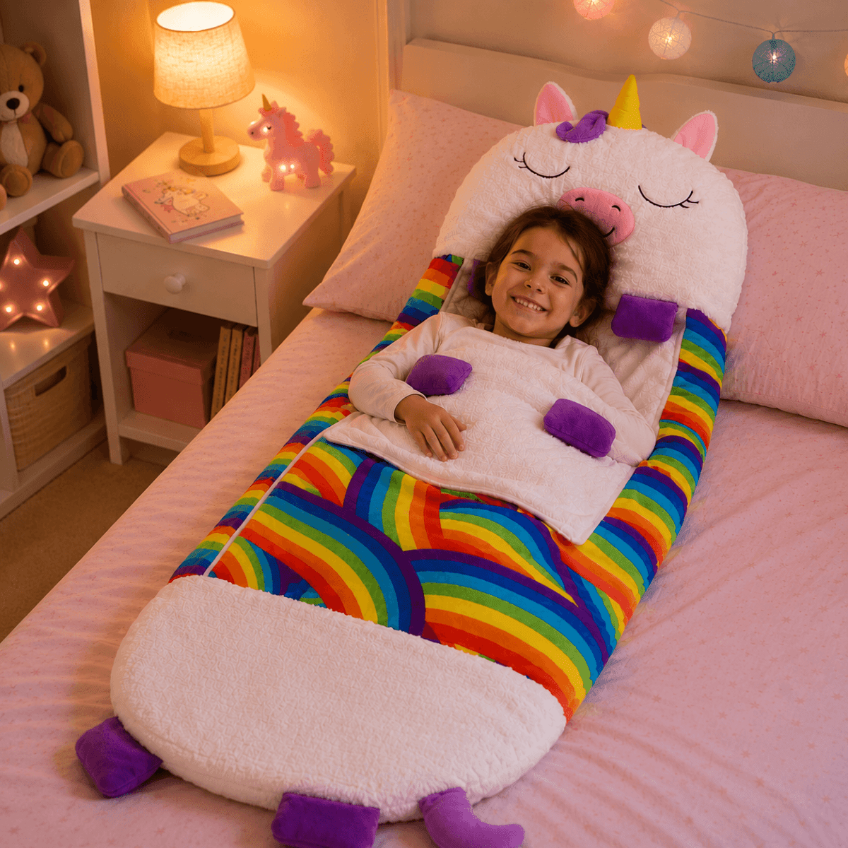 Happy Napper Bolso de Dormir 120cm Unicornio Blanco - Lhua Store