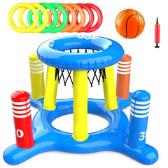 Juego Inflable 3en1 Piscina Aro Basquet + Anillos + Pelota Pool24k Verano - Lhua Store