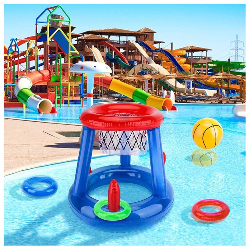 Juego Inflable Aro Basquet + Lanzamiento Anillos Pool24k Piscina - Lhua Store