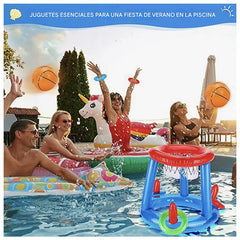 Juego Inflable Aro Basquet + Lanzamiento Anillos Pool24k Piscina - Lhua Store