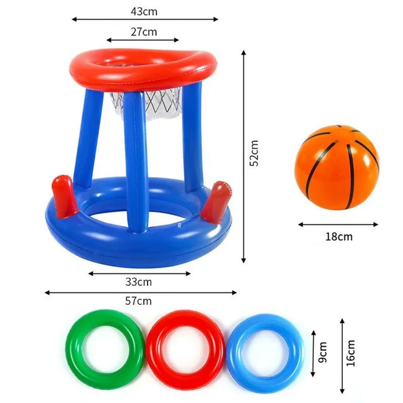 Juego Inflable Aro Basquet + Lanzamiento Anillos Pool24k Piscina - Lhua Store