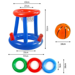 Juego Inflable Aro Basquet + Lanzamiento Anillos Pool24k Piscina - Lhua Store