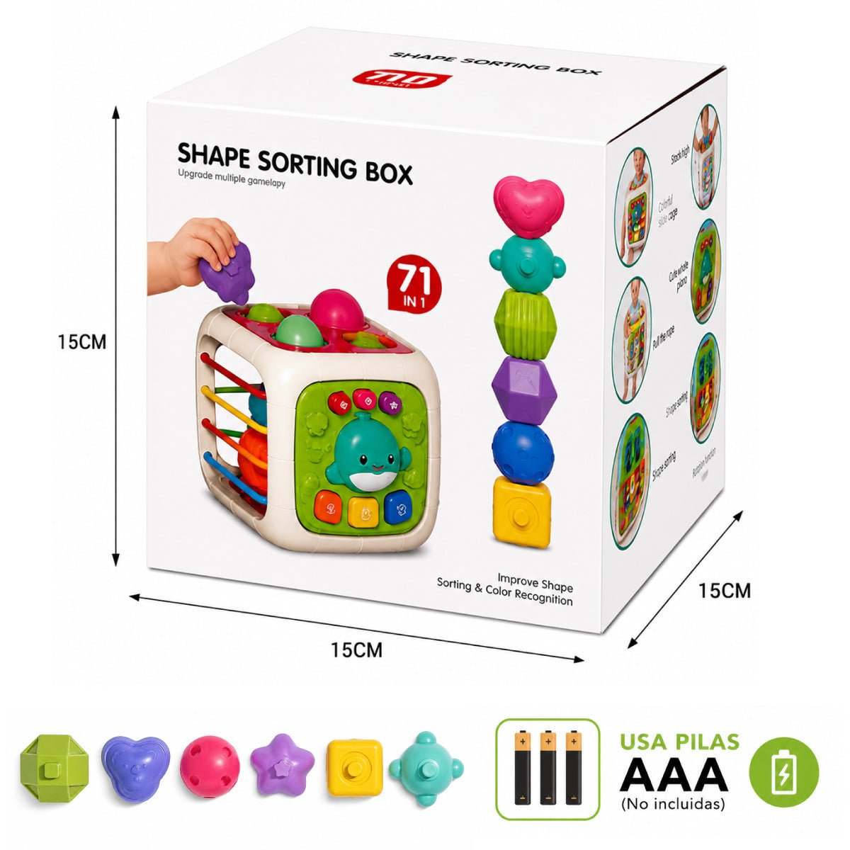 Juguete Cubo Didáctico Musical 7 en 1 Montesori Educativo Bebe - Lhua Store