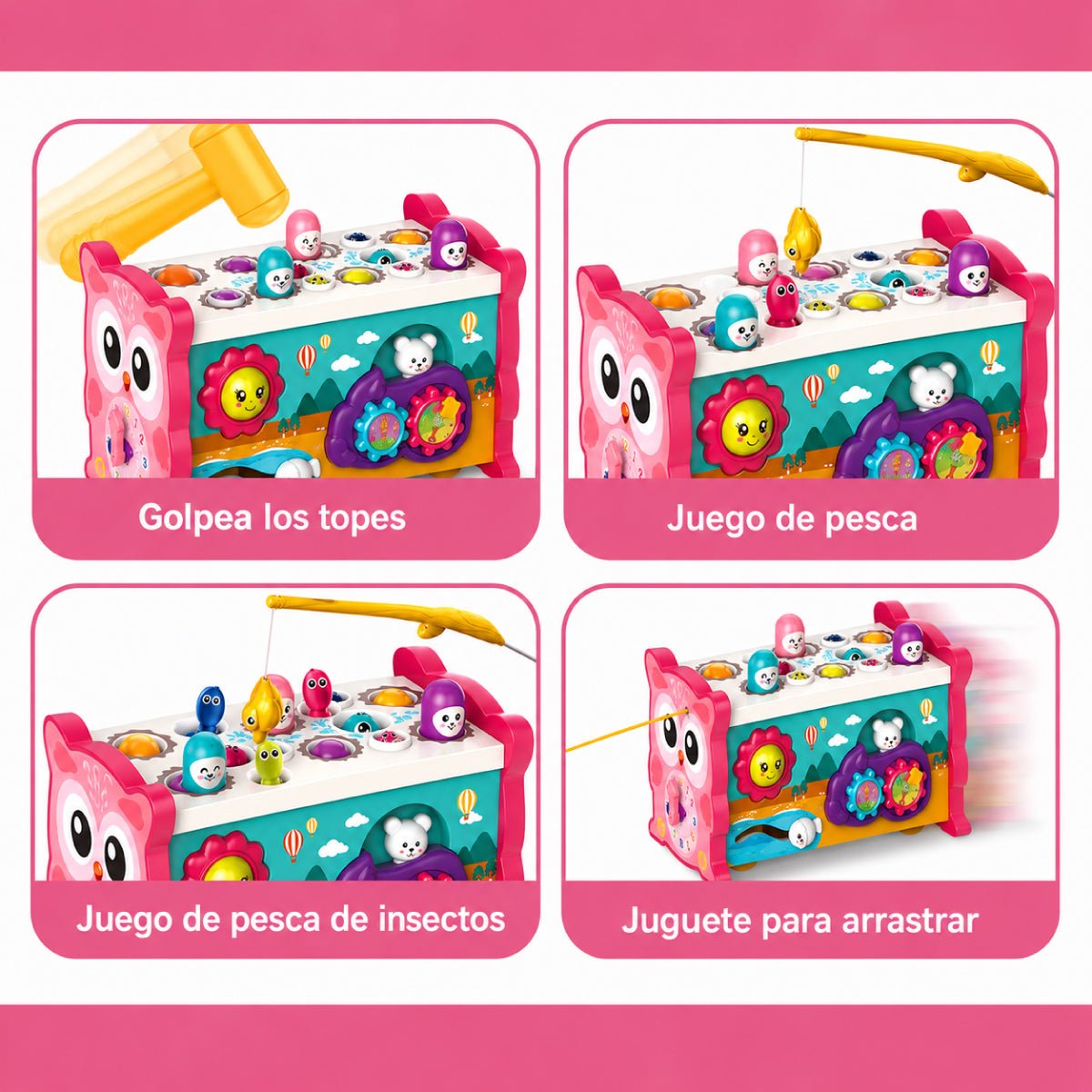 Juguete Didáctico 8 En 1 Montessori Educativo Bebe Niños Rosa - Lhua Store