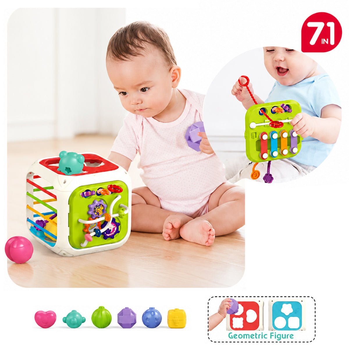 Juguete Montessori Educativo 7 En 1 Cubo Didáctico Bebé - Lhua Store