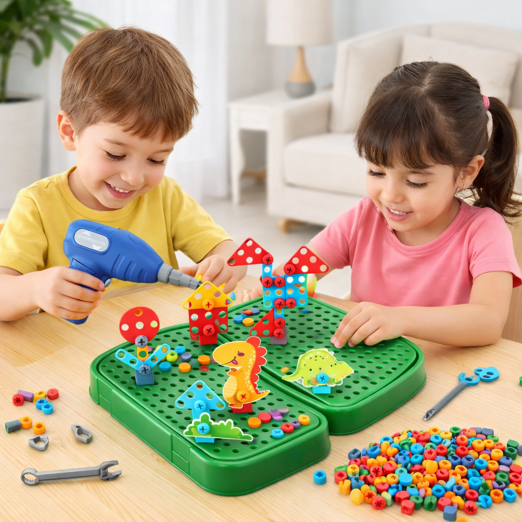 Kit Construcción Juguete Niños 230 Pcs Maletín Taladro Dino - Lhua Store