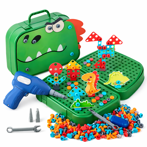 Kit Construcción Juguete Niños 230 Pcs Maletín Taladro Dino - Lhua Store