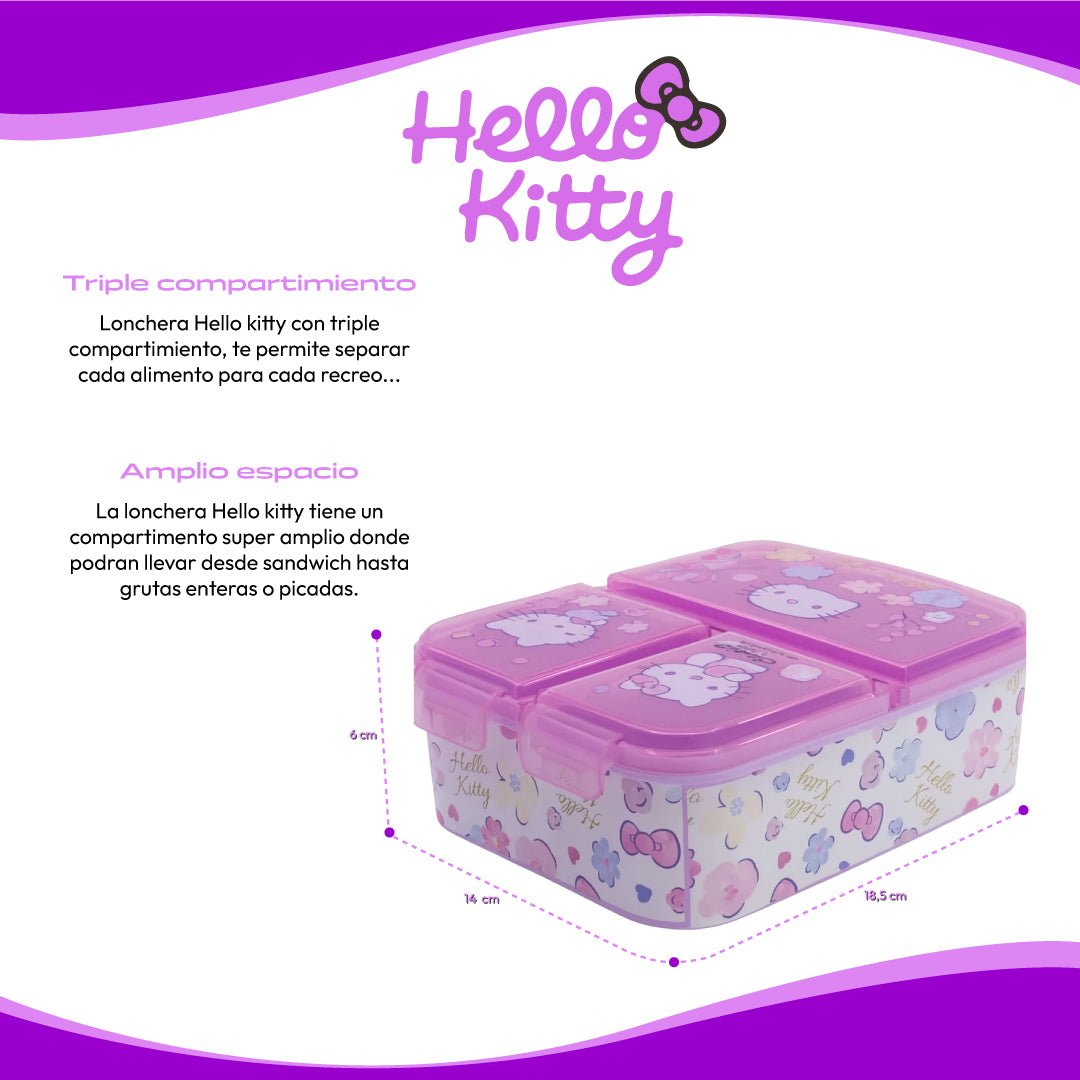 Lonchera Hello Kitty Triple Compartimiento Porta Snack Niñas - Lhua Store