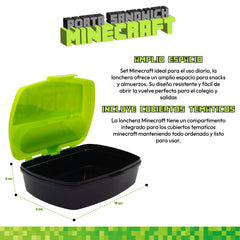 Lonchera Minecraft Porta Sandwich Con Cubiertos Original - Lhua Store