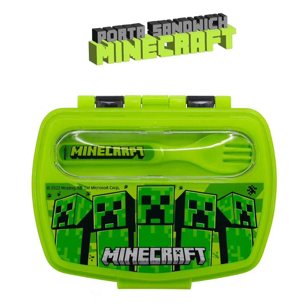 Lonchera Minecraft Porta Sandwich Con Cubiertos Original - Lhua Store
