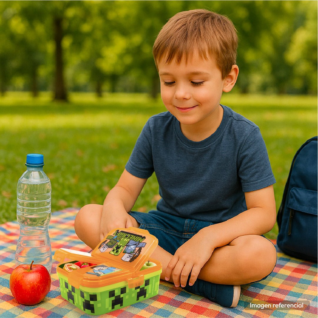 Lonchera Minecraft Triple Compartimiento Porta Sandwich Niños - Lhua Store