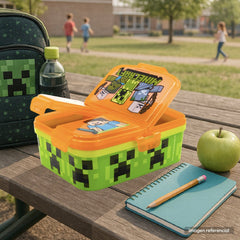 Lonchera Minecraft Triple Compartimiento Porta Sandwich Niños - Lhua Store