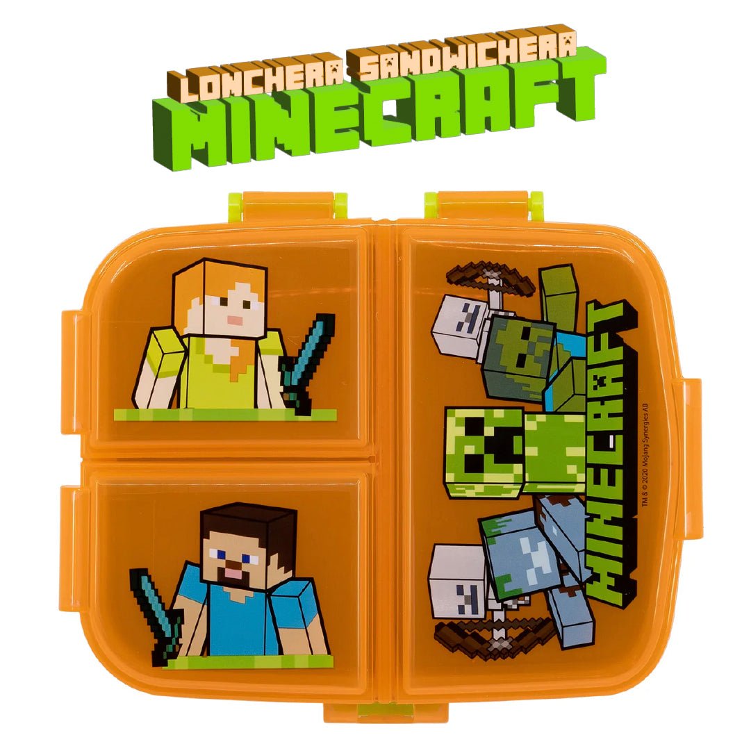 Lonchera Minecraft Triple Compartimiento Porta Sandwich Niños - Lhua Store