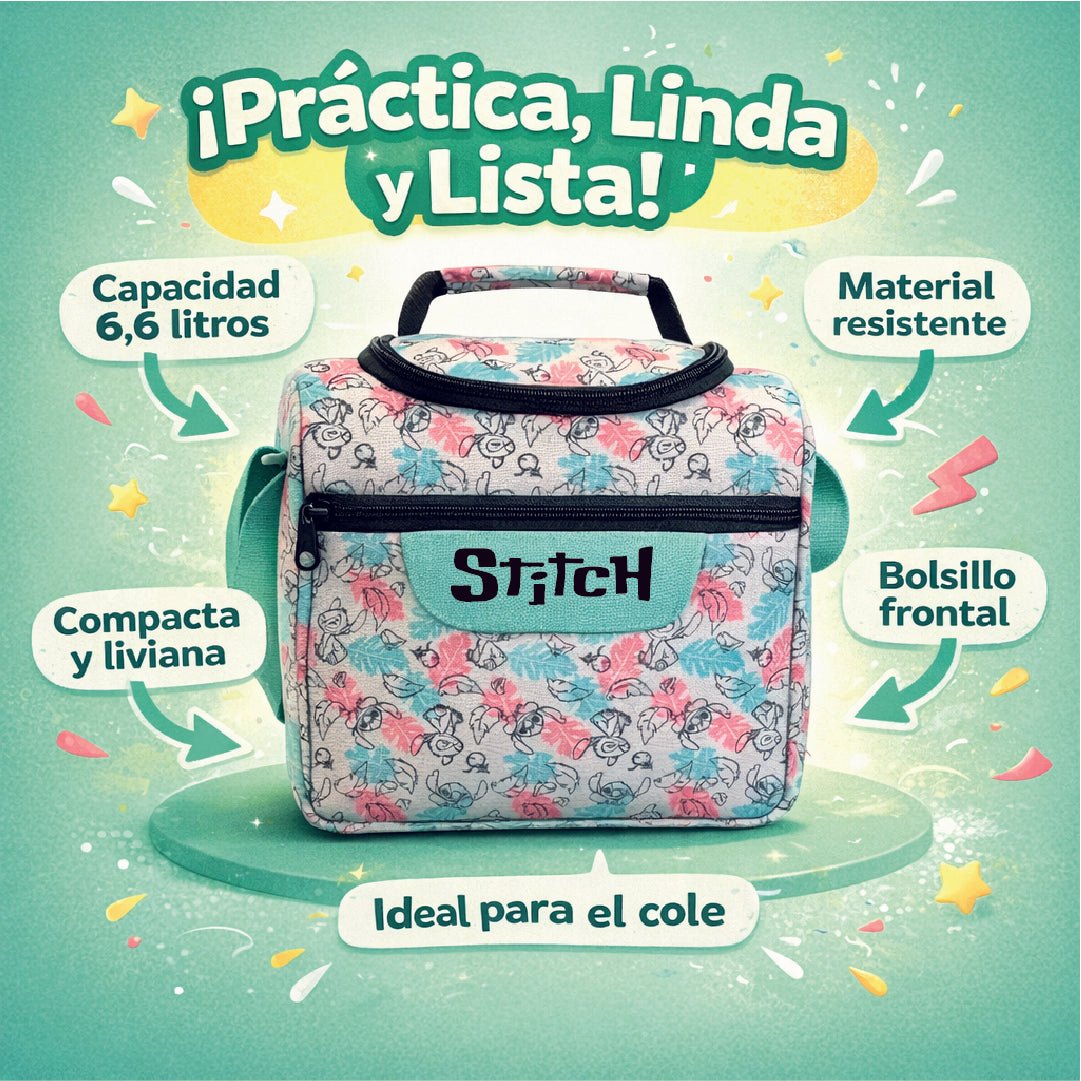 Lonchera Stitch Térmica Disney Escolar Niña Original - Lhua Store