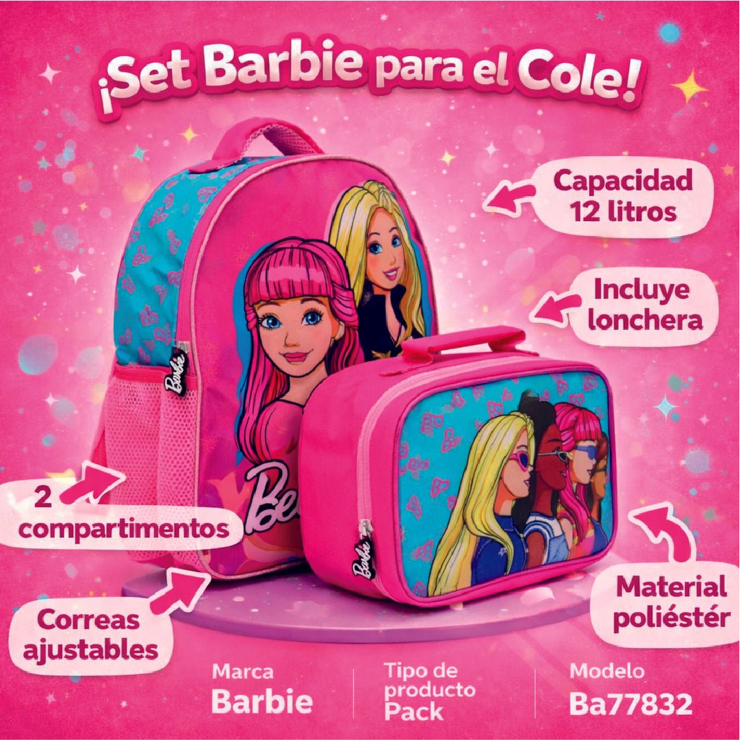 Mochila Escolar Barbie Con Lonchera Original Niña Infantil - Lhua Store