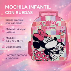 Mochila Escolar Minnie Con Ruedas Disney Original Niñas - Lhua Store