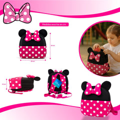 Mochila Infantil Minie Mouse Disney Con Correa Arnes Seguridad Niñas - Lhua Store