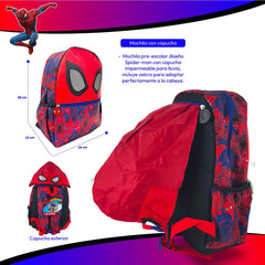 Mochila Infantil Spiderman Marvel 3D Con Capucha Niños - Lhua Store